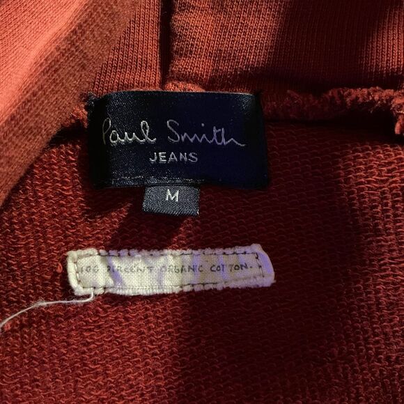 Paul Smith Cotton Zip Front Zebra Logo Hoodie Mens M Burnt Orange NO DRAWSTRING - Picture 2 of 7